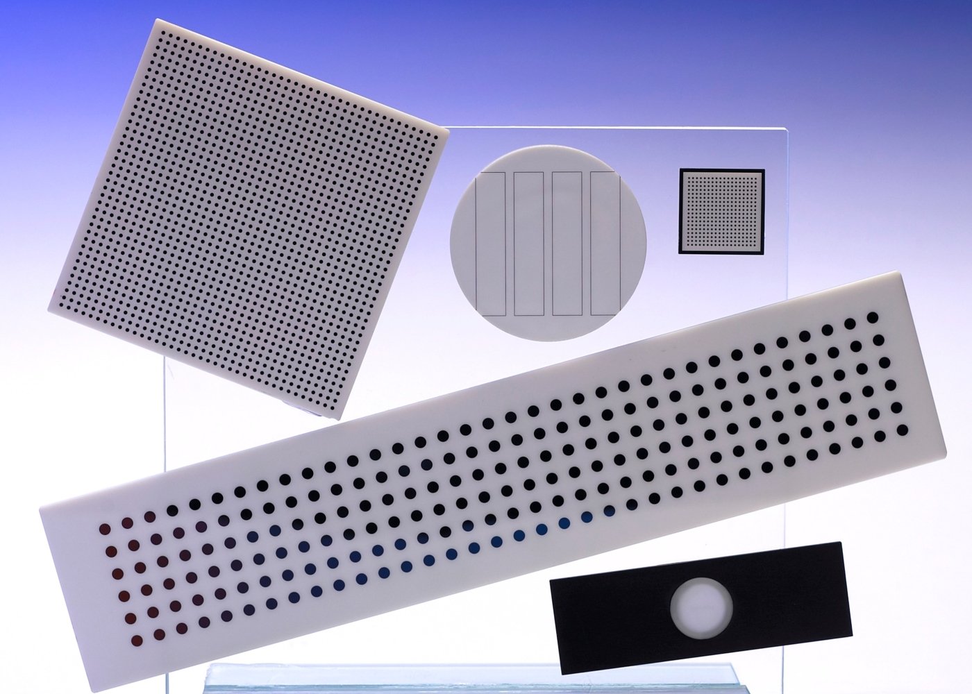 White Glass Reticles, Resolution Charts, Calibration Scales, Dot Arrays, Ronchi Rulings & Chessboards